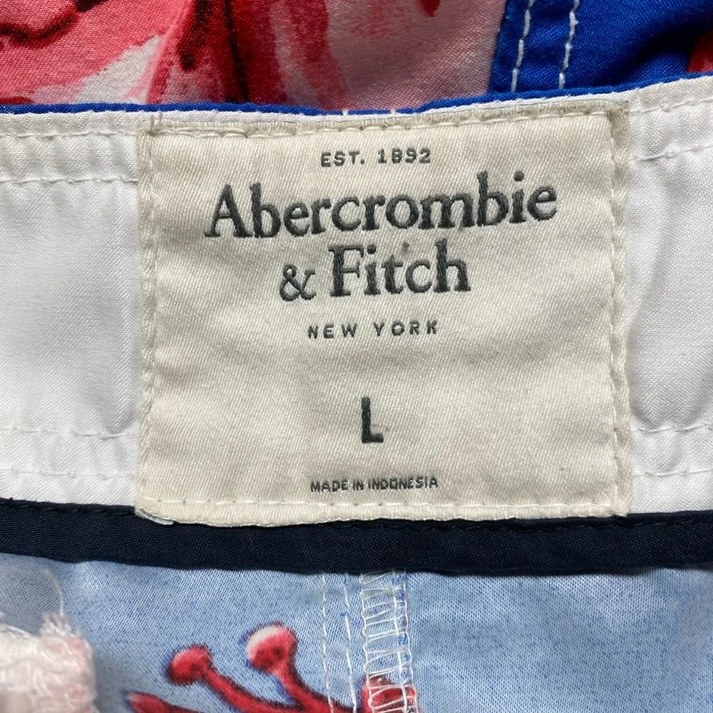 Abercrombie & Fitch Blue Hawaiian Floral Print Unlined Swim Trunks Size Large